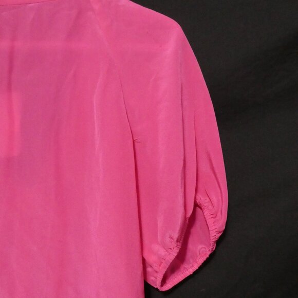 BANANA REPUBLIC | xs, extra small | Silk Hot Pink Puff Sleeve Blouse | NWT - Picture 14 of 15